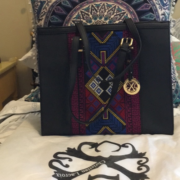 Christian Lacroix vegan leather embroidered tote - Picture 1 of 8